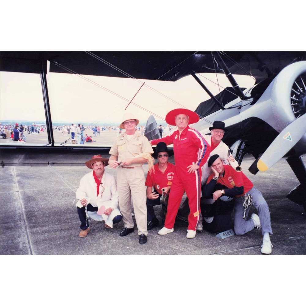 Vtg Airshow Group Photo Biplane Kodak Royal Color Photograph - Picture 1 of 2